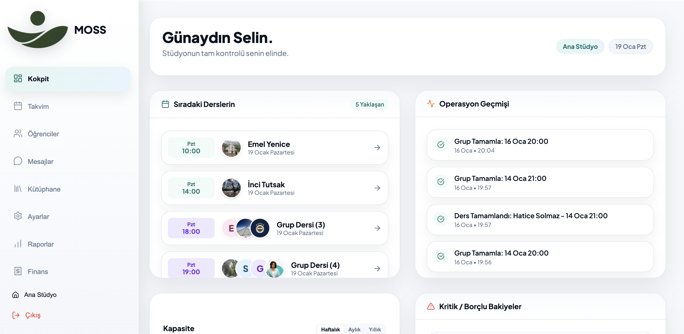 Moss Studio | Stüdyo Yönetim Platformu